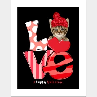 Love Valentine Cat Happy Valentine's Day Cat Lovers Posters and Art